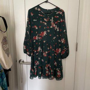 NWT Madewell Pintuck Ruffle Dress Green sz 6